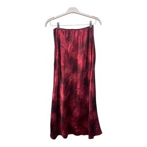Vintage 90's Red & Black Satin-Finish Maxi Skirt Size 13 Vamp